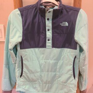 The North Face Mountain 1/4-Snap Sweatshirt Mint Blue Girls M